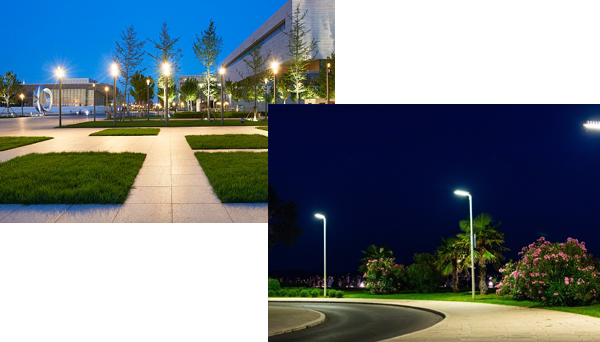 Carrés, lots de stationnement, parcs
