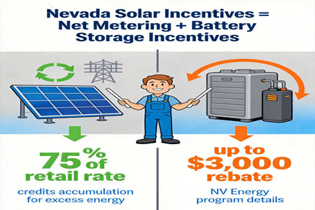 Incitations solaires du Nevada 2026 – Crédits d'impôt, facturation nette, rabais et économies expliqués